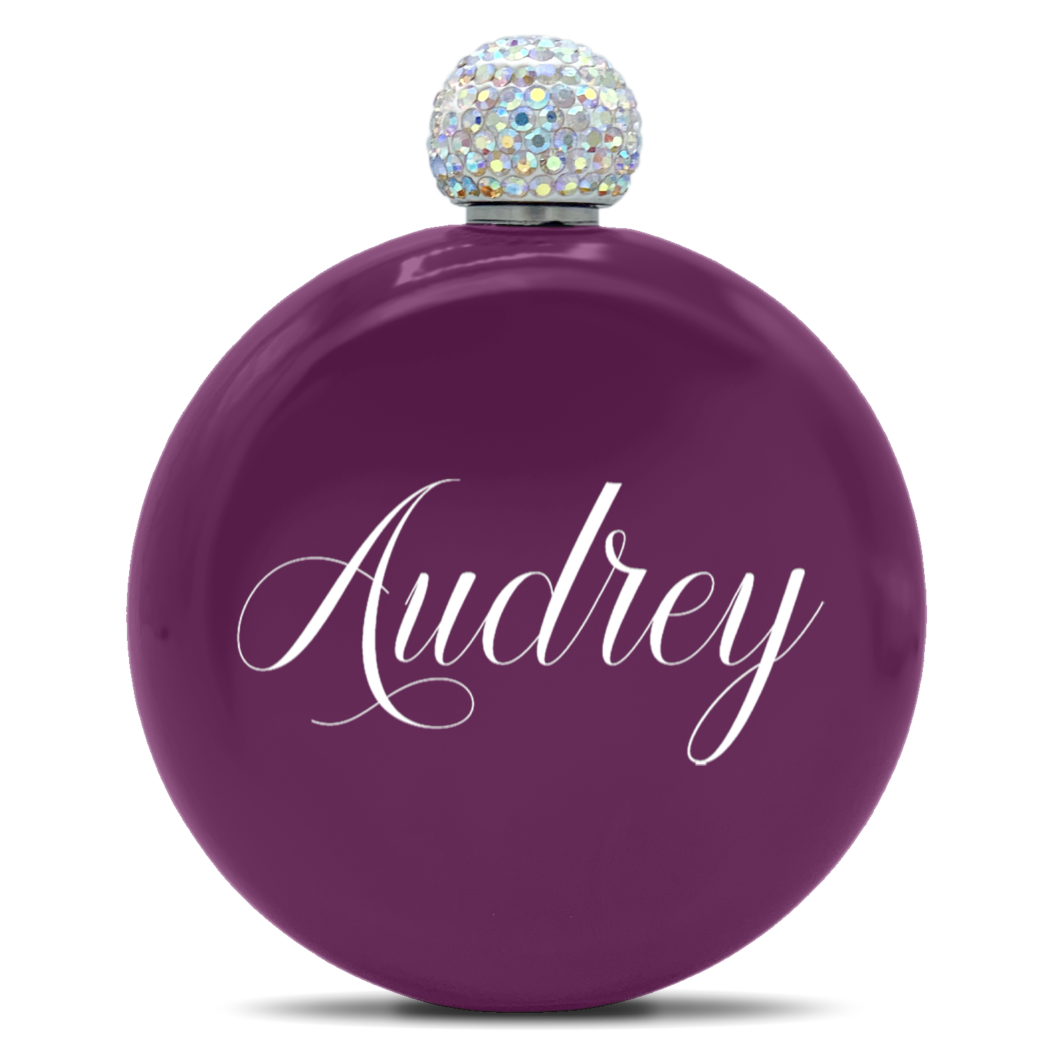 Personalized Plum Wine Gloss 5oz Rhinestone Liquor Flask