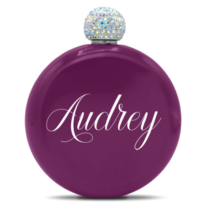 Personalized Plum Wine Gloss 5oz Rhinestone Liquor Flask