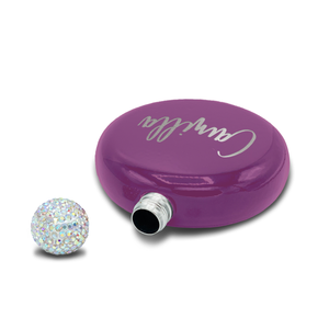 Personalized Plum Wine Gloss 5oz Rhinestone Liquor Flask