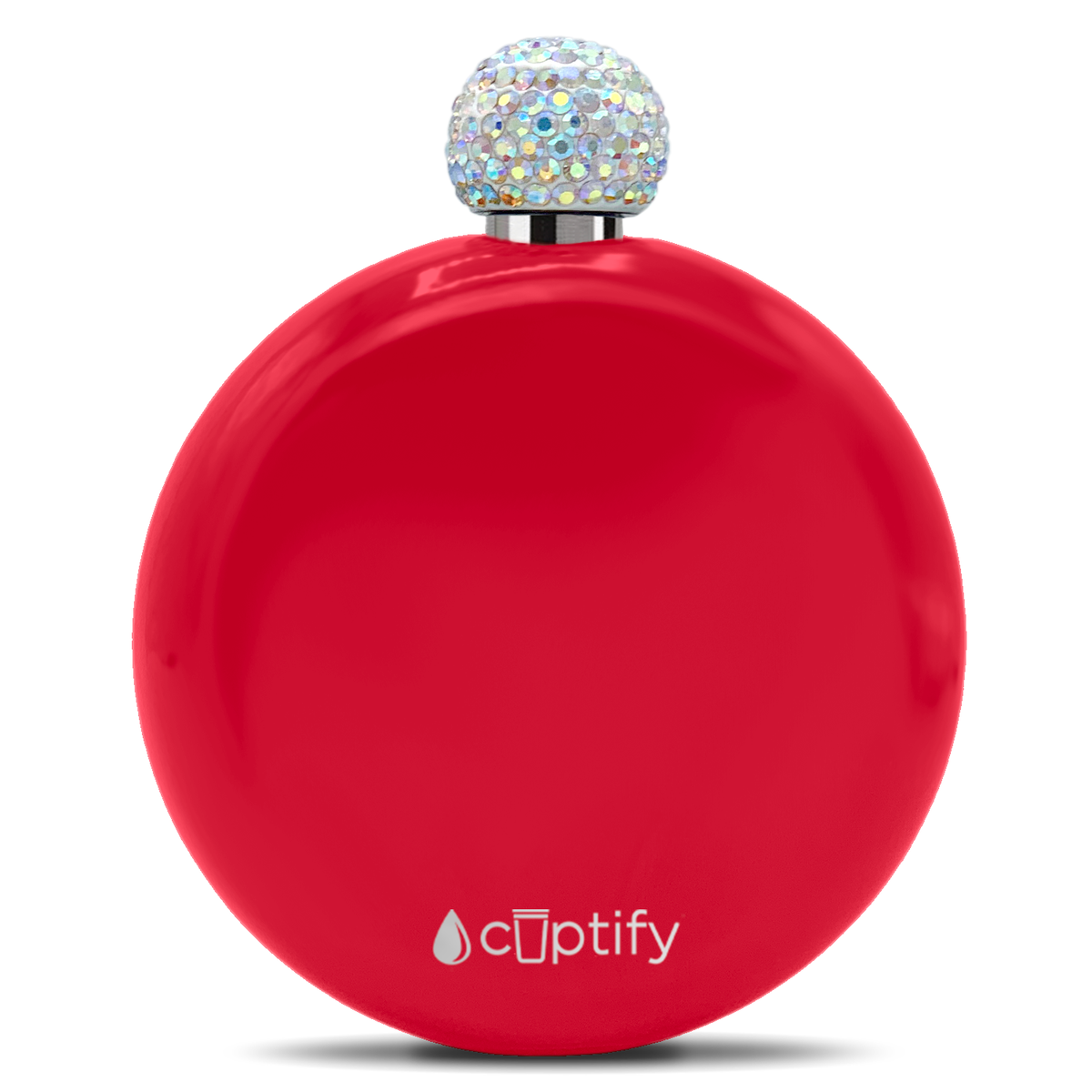 Red Gloss 5oz Rhinestone Liquor Flask