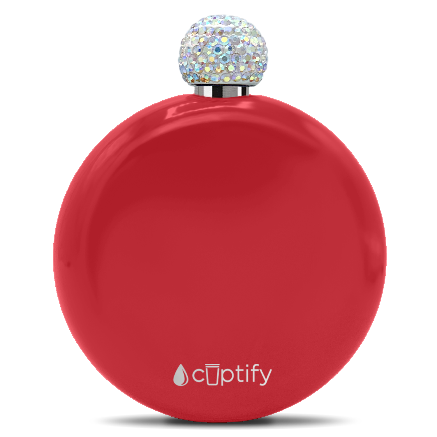 Red Gloss 5oz Rhinestone Liquor Flask