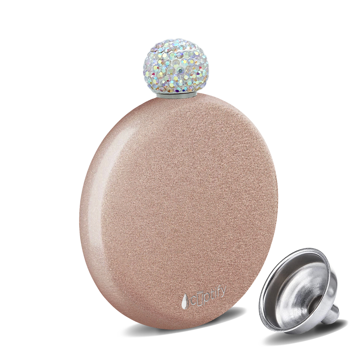Rose Gold Glitter 5oz Rhinestone Liquor Flask