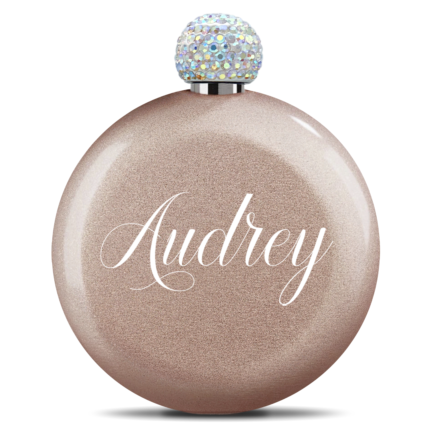 Personalized Rose Gold Glitter 5oz Rhinestone Liquor Flask