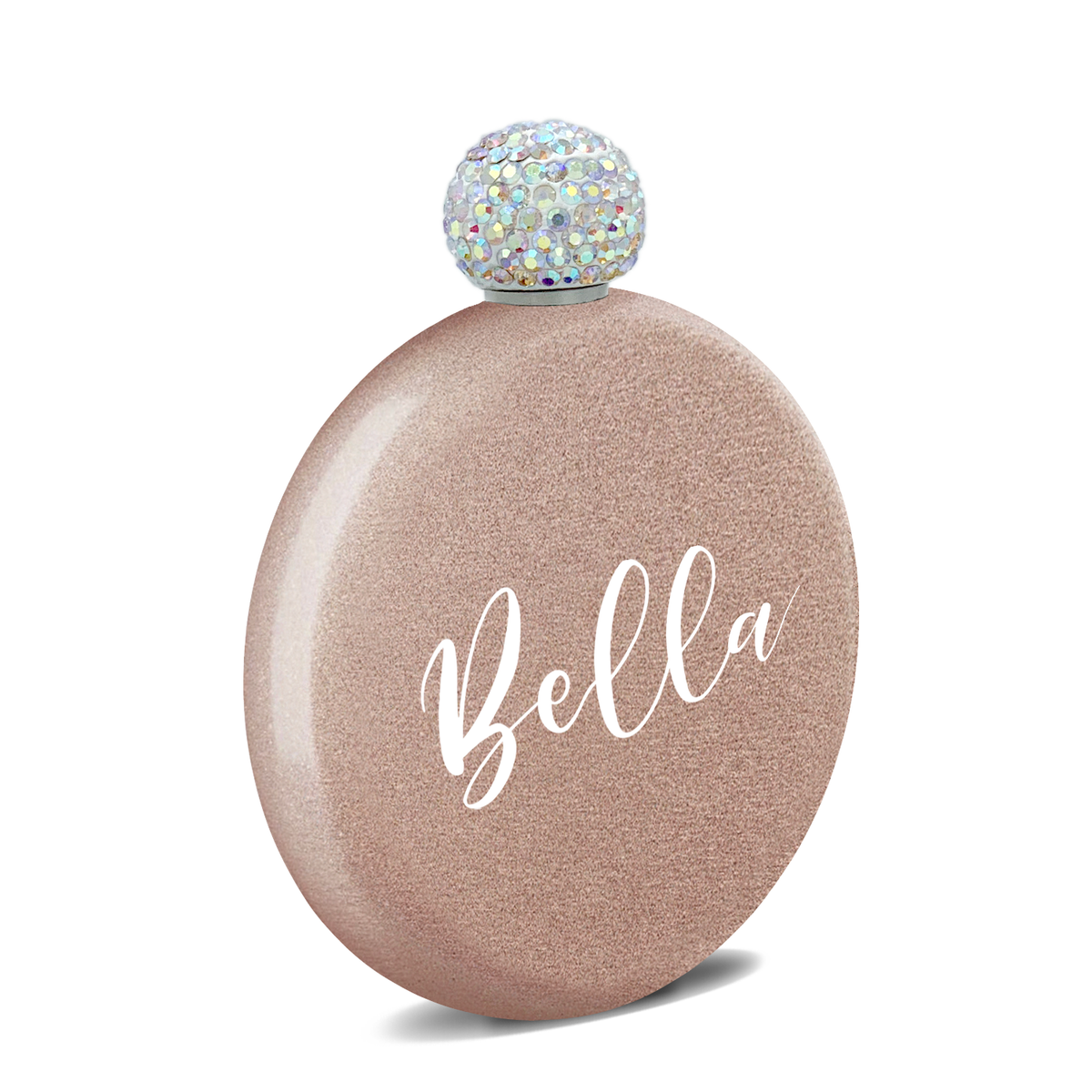 Personalized Rose Gold Glitter 5oz Rhinestone Liquor Flask