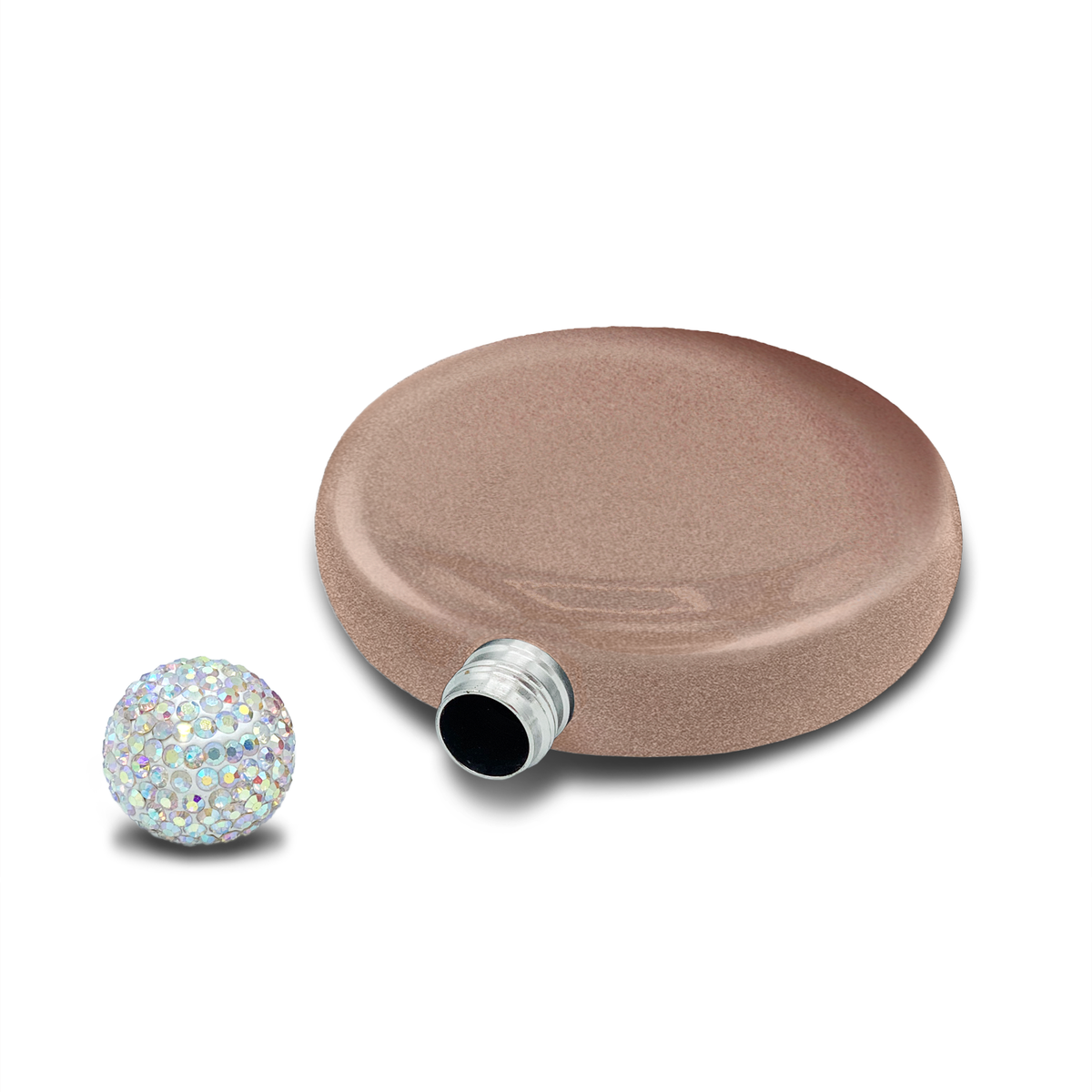 Personalized Rose Gold Glitter 5oz Rhinestone Liquor Flask