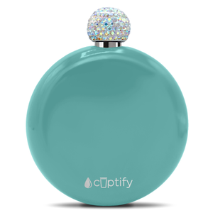 Seafoam Gloss 5oz Rhinestone Liquor Flask