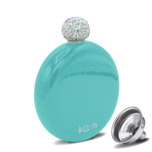 Seafoam Gloss 5oz Rhinestone Liquor Flask