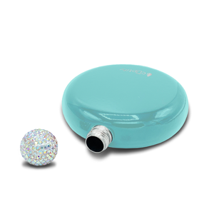 Seafoam Gloss 5oz Rhinestone Liquor Flask