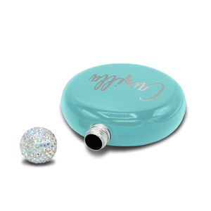 Personalized Seafoam Gloss 5oz Rhinestone Liquor Flask