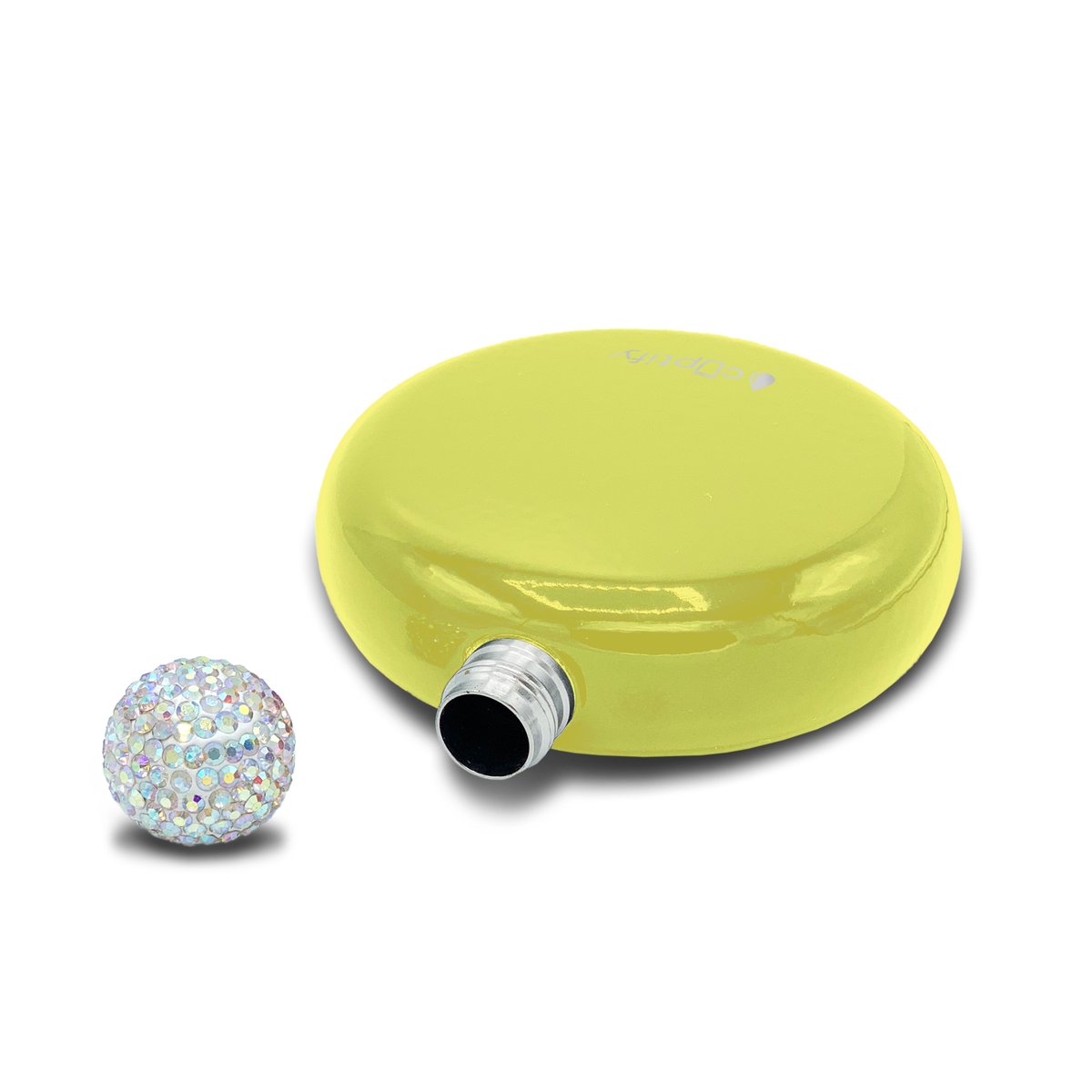 Yellow Gloss 5oz Rhinestone Liquor Flask