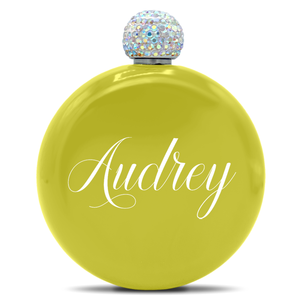 Personalized Yellow Gloss 5oz Rhinestone Liquor Flask