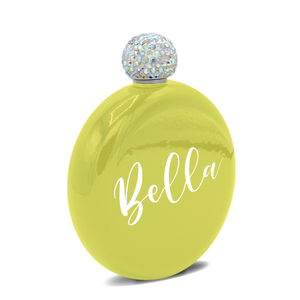 Personalized Yellow Gloss 5oz Rhinestone Liquor Flask