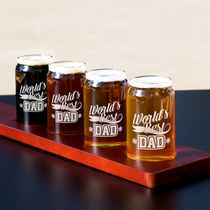  World's Best Dad Etched on 5 oz Beer Glass Can - Set of Four