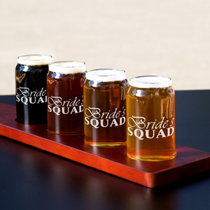  Bride's Squad Etched on 5 oz Beer Glass Can - Set of Four