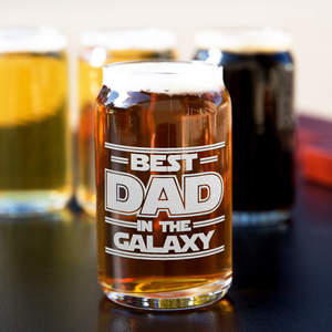  Best Dad In The Galaxy Etched on 5 oz Beer Glass Can - Set of Four