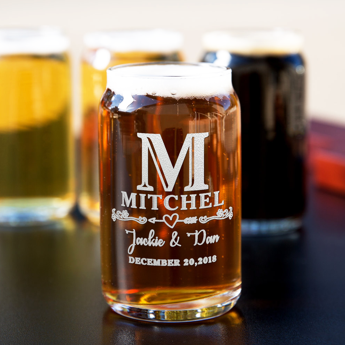 Personalized Monogram with Date 5 oz Glass Can