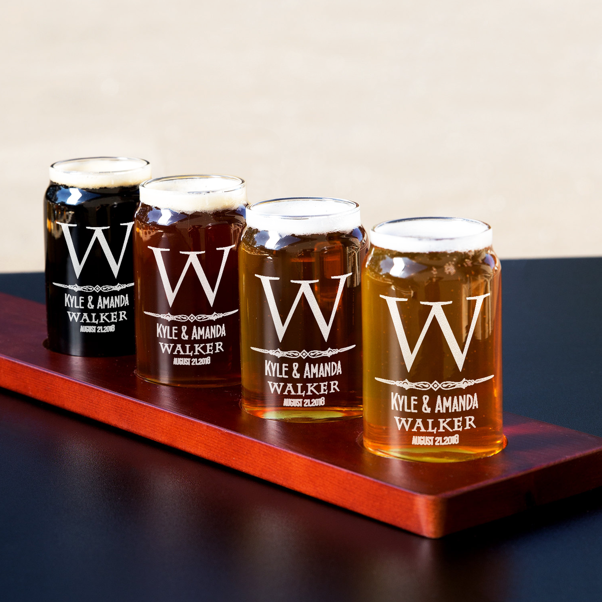 Personalized Classic Monogram Initial Date 5 oz Glass Can