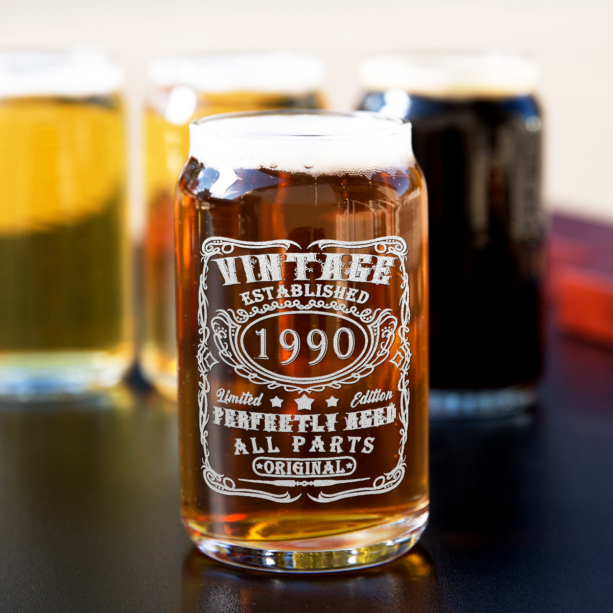 32nd Birthday Gift Vintage Established 1990 5oz Glass Can 