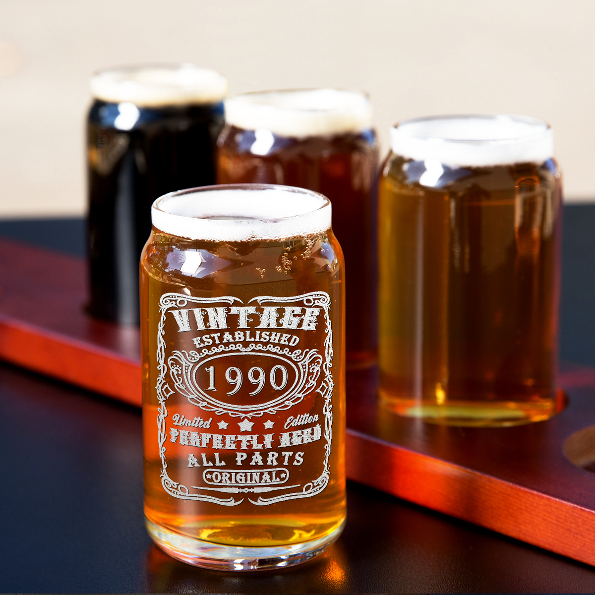 32nd Birthday Gift Vintage Established 1990 5oz Glass Can 