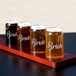  Bride Etched on 5 oz Beer Glass Can - Set of Four