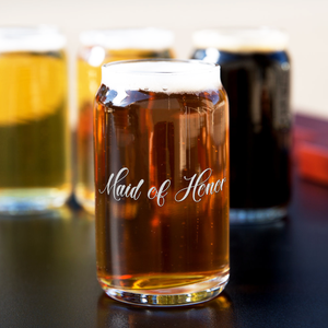  Maid Of Honor Etched on 5 oz Beer Glass Can - Set of Four