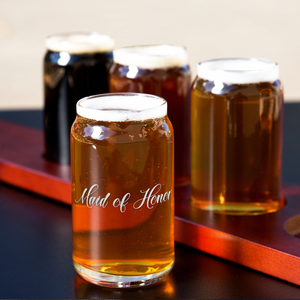  Maid Of Honor Etched on 5 oz Beer Glass Can - Set of Four