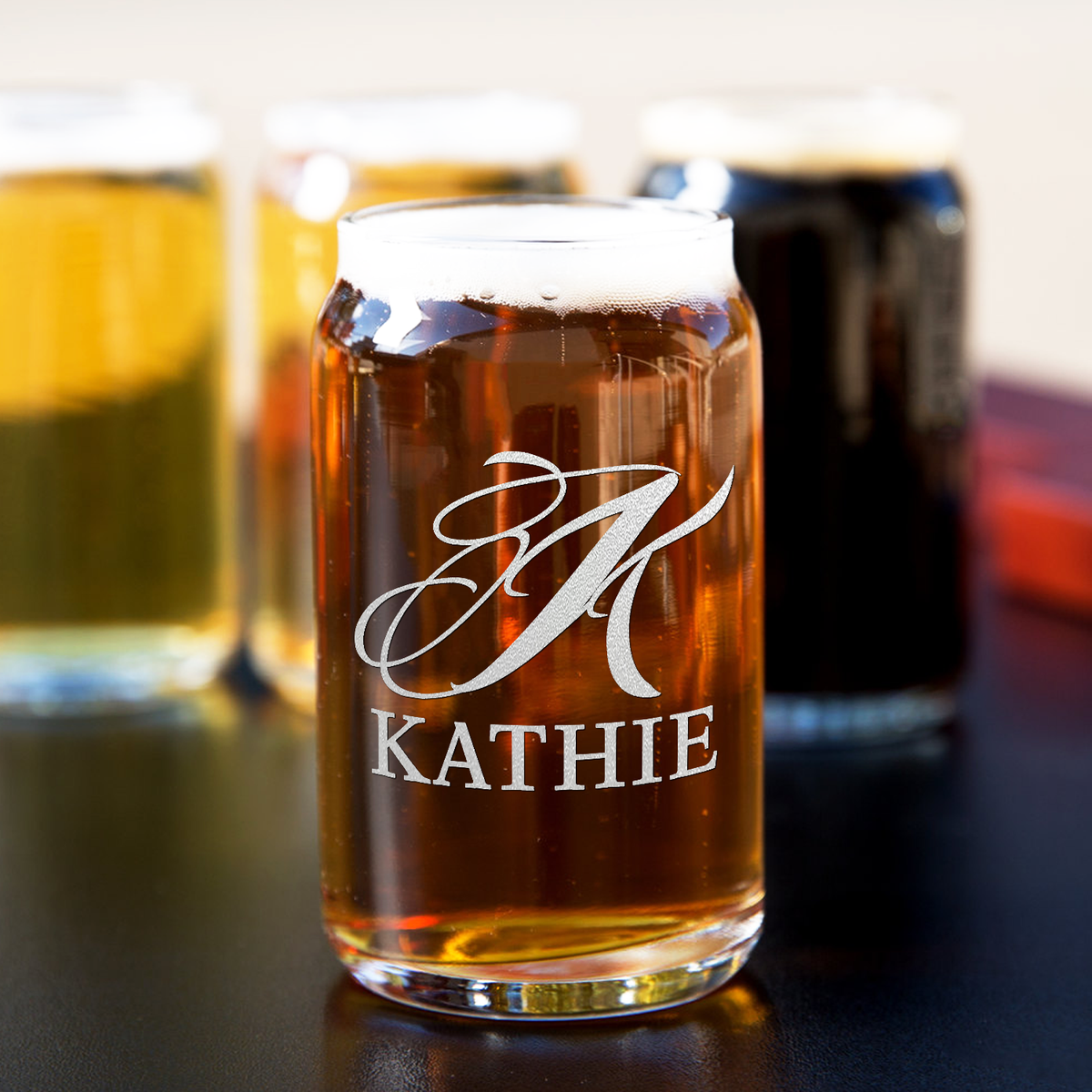 Personalized Script Monogram 5oz Glass Can