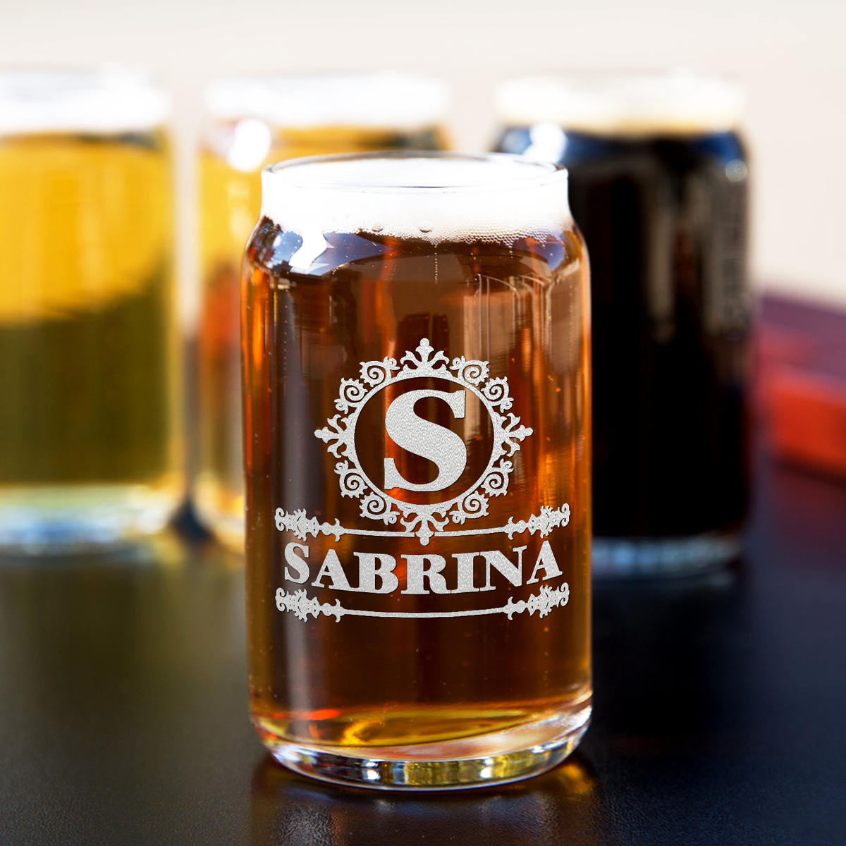 Personalized Ultramodern Monogram 5oz Glass Can