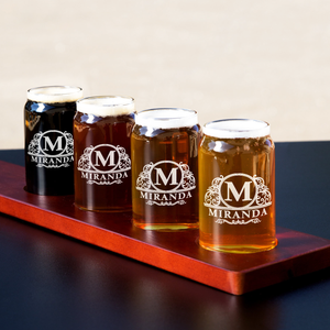 Personalized Elaborate Circle Monogram 5oz Glass Can