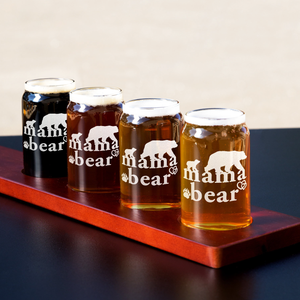  Mama Bear Etched on 5 oz Beer Glass Can - Set of Four