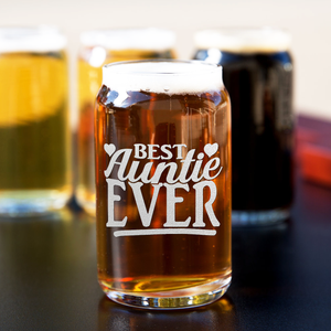  Best Auntie Ever Etched on 5 oz Beer Glass Can - Set of Four