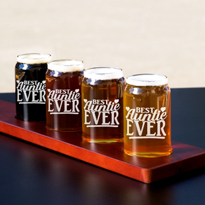 Best Auntie Ever Etched on 5 oz Beer Glass Can - Set of Four