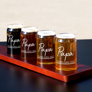  Papa Established 2022 Etched on 5 oz Beer Glass Can - Set of Four