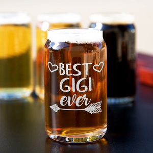  Best Gigi Ever Etched on 5 oz Beer Glass Can - Set of Four