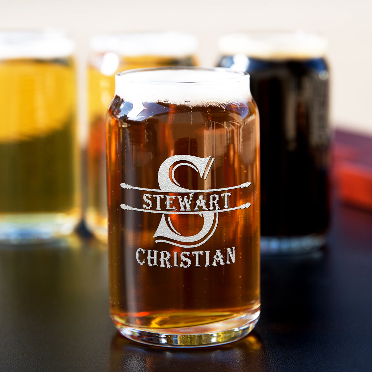 Personalized Initial Block Surname 5 oz Glass Can