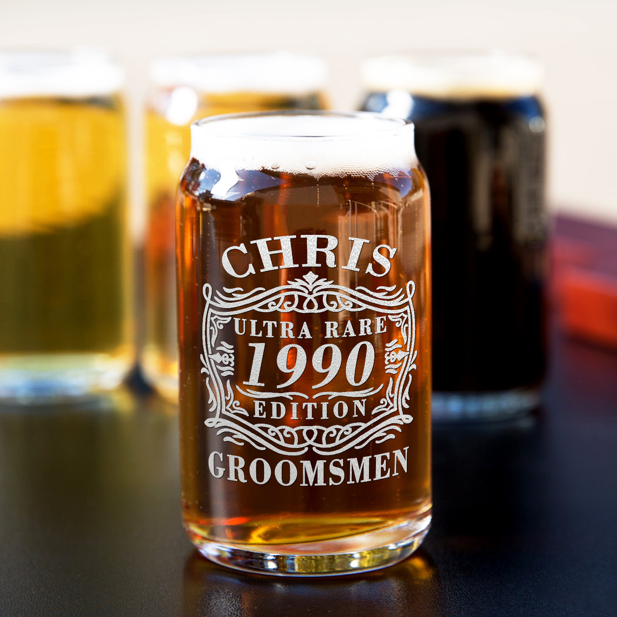 Personalized Ultra Rare Edition Groomsmen 5 oz Glass Can