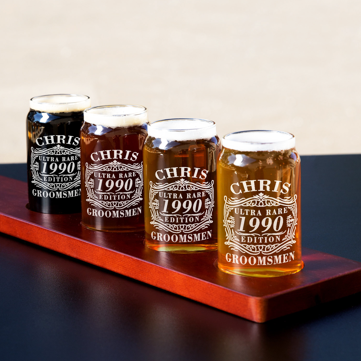 Personalized Ultra Rare Edition Groomsmen 5 oz Glass Can
