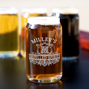 Personalized Distilled Spirits Surname and Initial 5 oz Glass Can