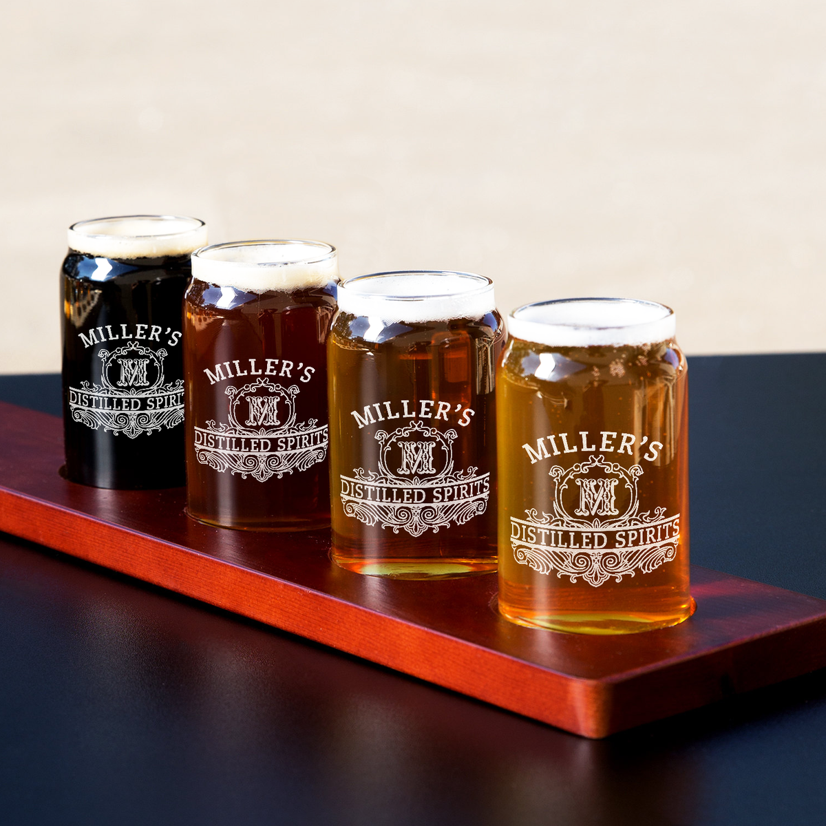 Personalized Distilled Spirits Surname and Initial 5 oz Glass Can