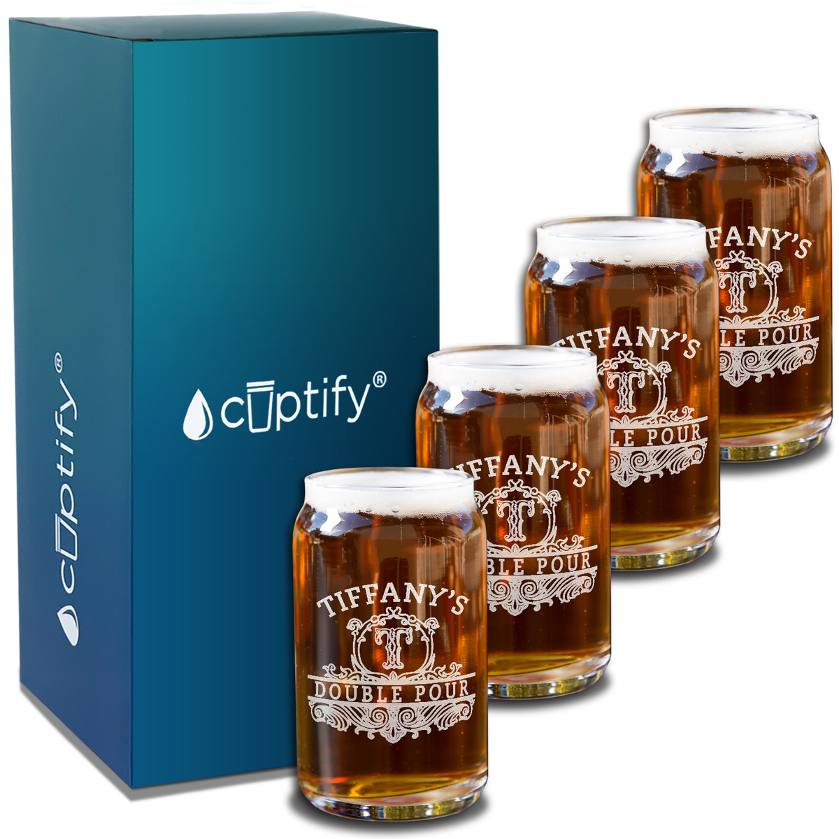 Personalized Double Pour Name and Initial 5 oz Glass Can