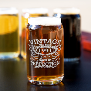 30th Birthday Vintage 30 Years Old Time 1991 Quality 5 oz Glass Can - Set of Four