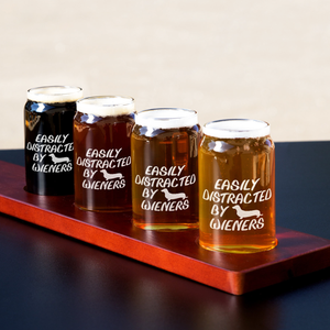  Easily Distracted by Wieners 5 oz Beer Glass Can - Set of Four