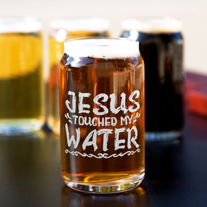  Jesus Touched My Water 5 oz Beer Glass Can - Set of Four