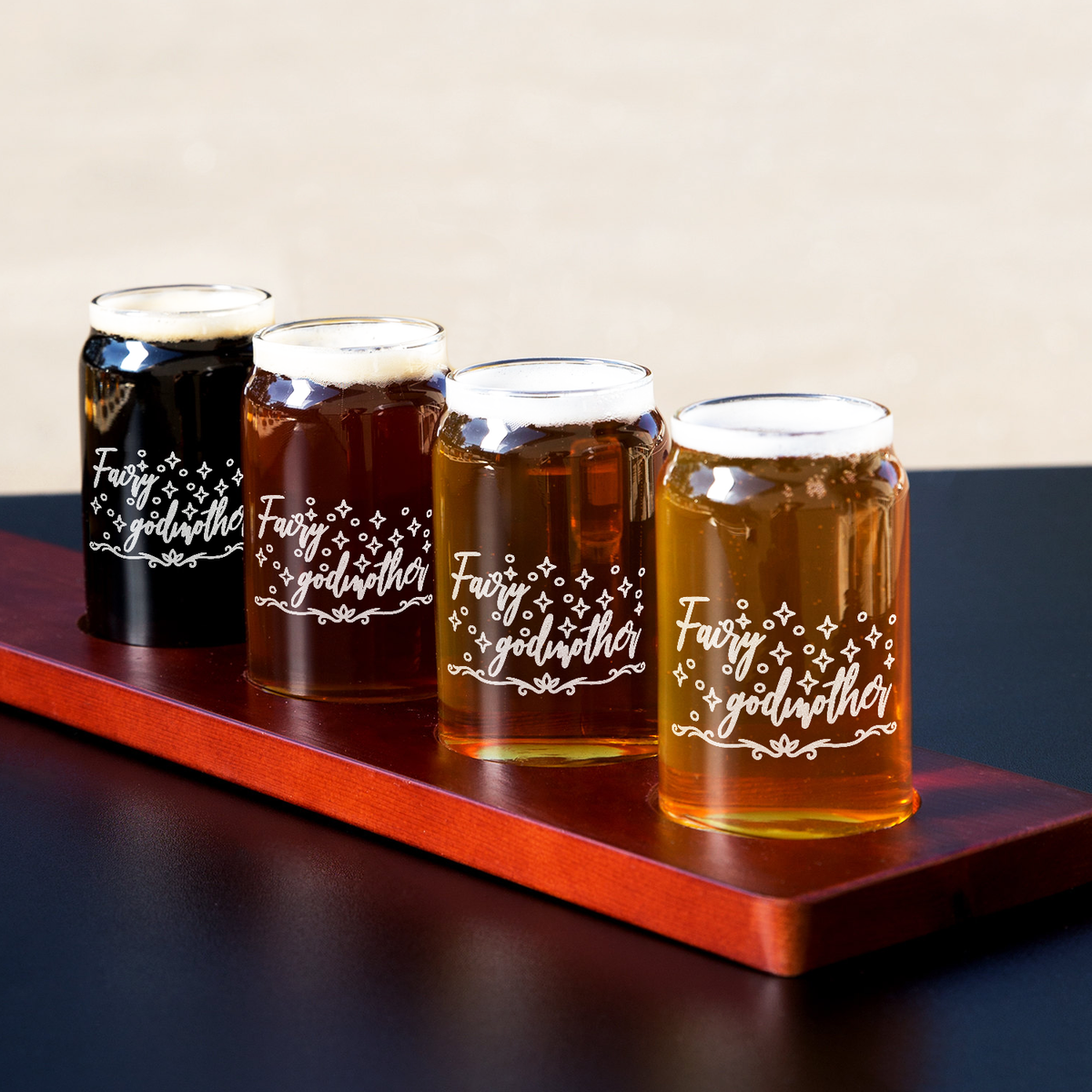  Fairy Godmother 5 oz Beer Glass Can - Set of Four