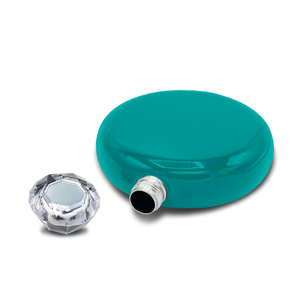 Personalized Aqua Blue Gloss 5oz Jewel Liquor Flask