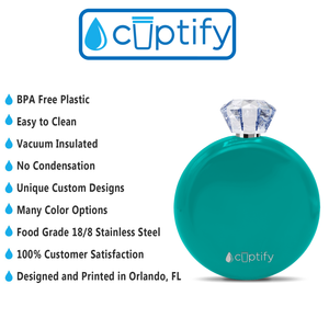 Aqua Blue Gloss 5oz Jewel Liquor Flask