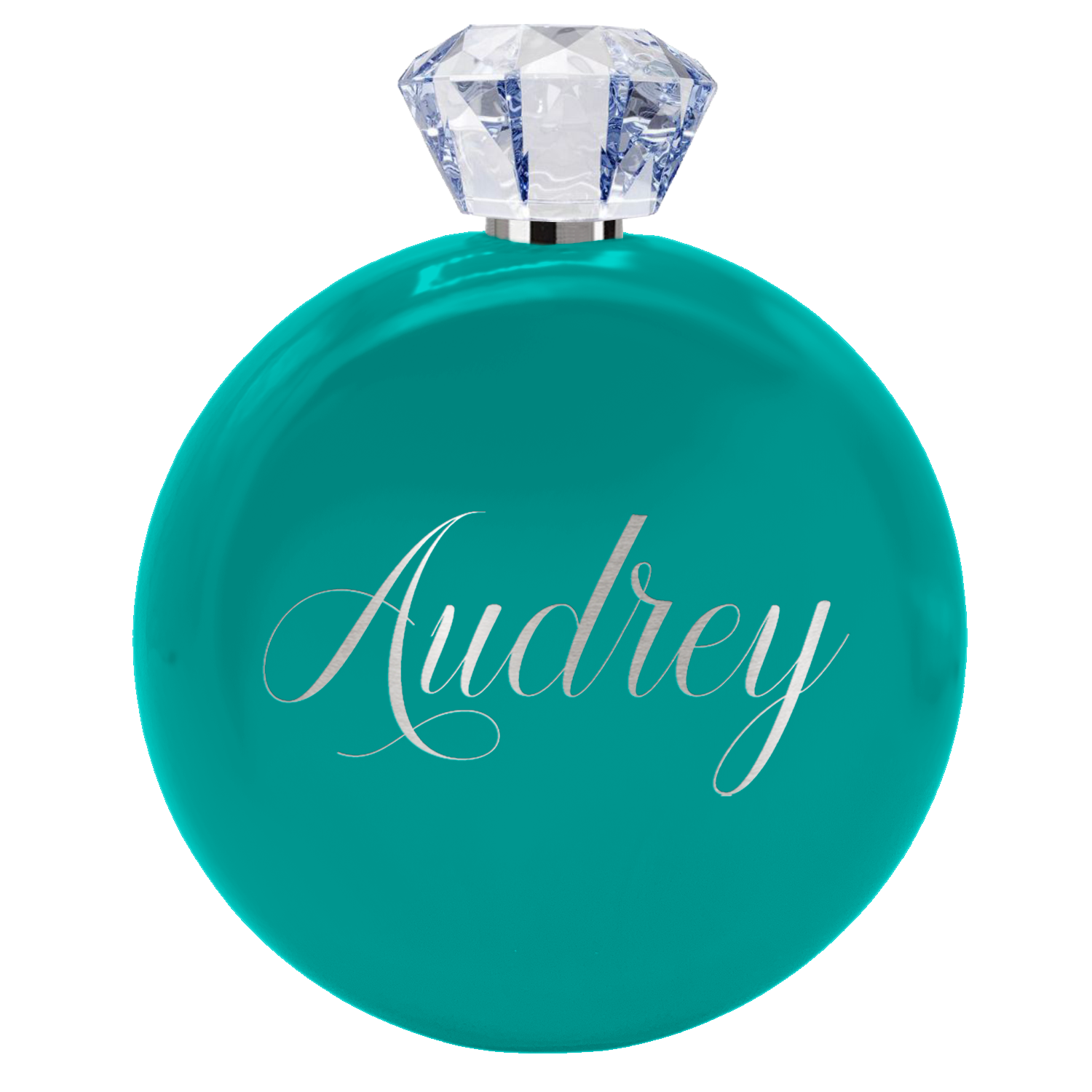 Personalized Aqua Blue Gloss 5oz Jewel Liquor Flask