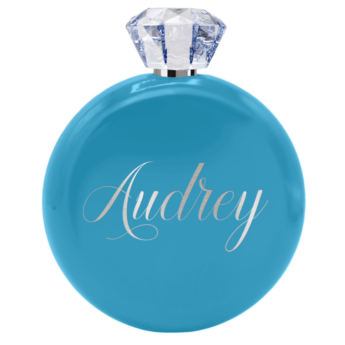 Personalized Baby Blue Gloss 5oz Jewel Liquor Flask