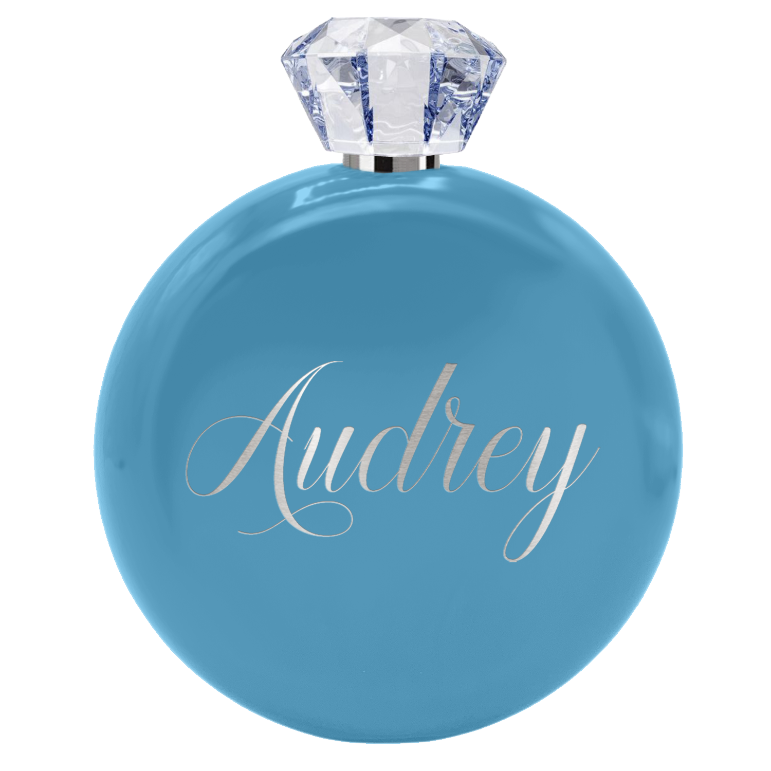 Personalized Baby Blue Gloss 5oz Jewel Liquor Flask