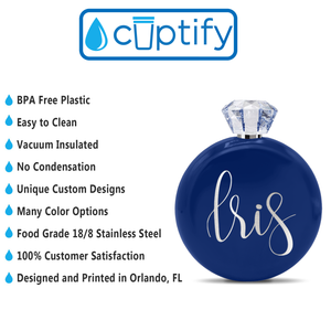 Personalized Blue Gloss 5oz Jewel Liquor Flask